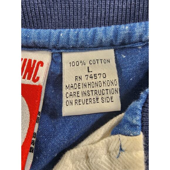 Vintage 90s Disney Mickey Mouse Collared Striped Polo Shirt Size L Blue Green - Picture 6 of 10